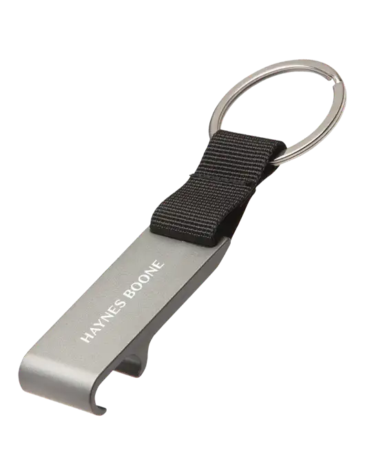 Gunmetal Bottle Opener & Key Ring w/Haynes & Boone Logo