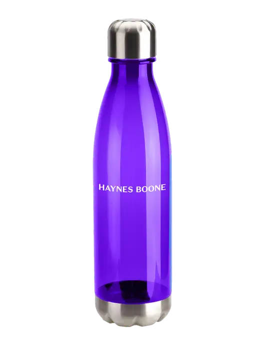 Bayside Tritan Purple 25 oz Bottle with Stainless Base and Cap w/Haynes & Boone Logo