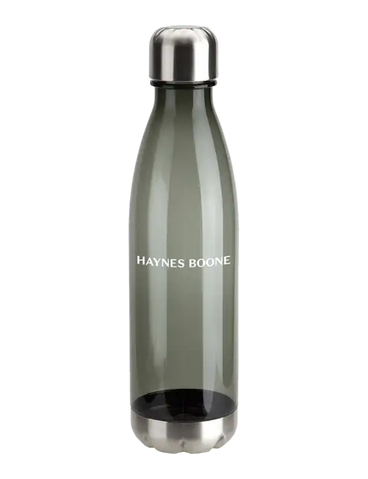 Bayside Tritan Smoke 25 oz Bottle with Stainless Base and Cap w/Haynes & Boone Logo
