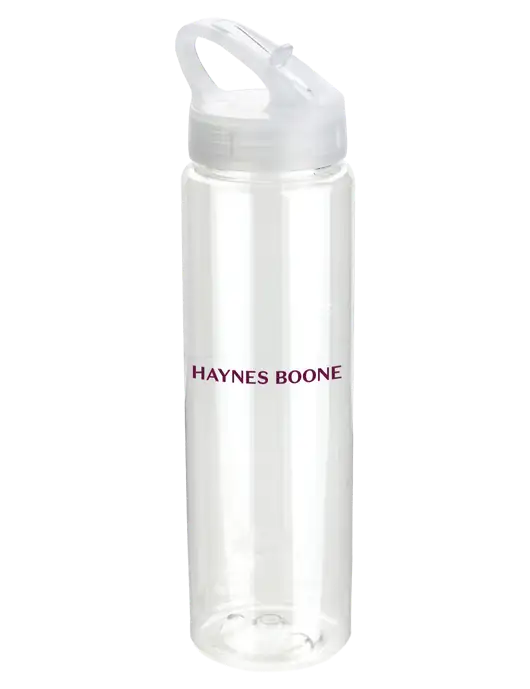 Buddy Clear 32 oz PET Bottle with Flip Lid w/Haynes & Boone Logo