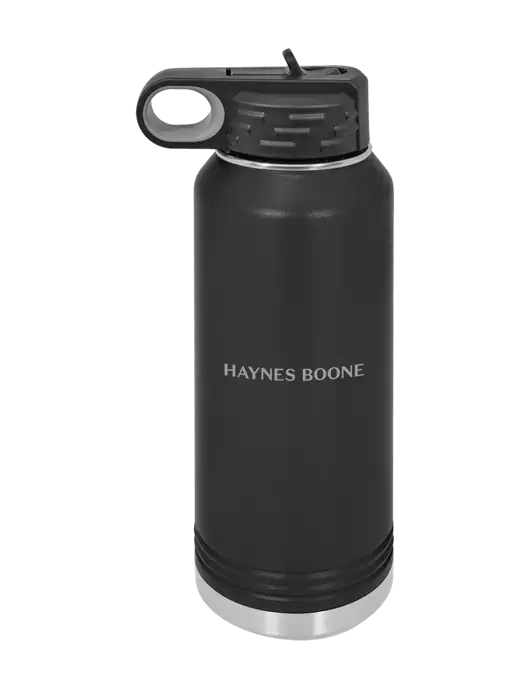 Polar Camel 32 oz Powder Coated Black Vacuum Insulated Water Bottle w/Haynes & Boone Logo