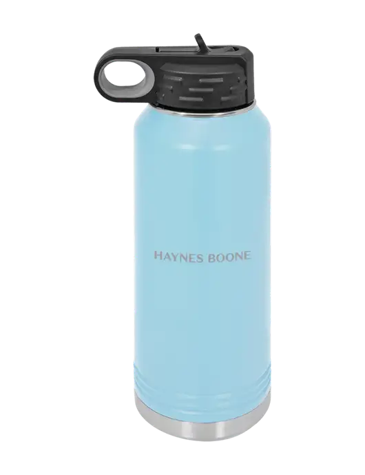 Polar Camel 32 oz Powder Coated Light Blue Vacuum Insulated Water Bottle w/Haynes & Boone Logo