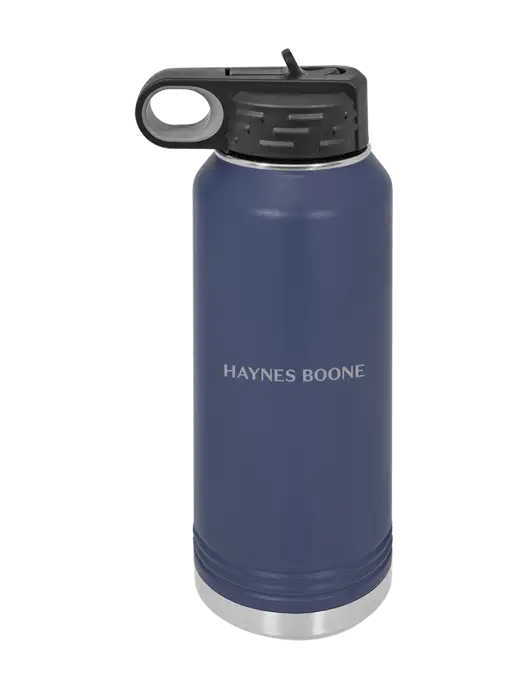 Polar Camel 32 oz Powder Coated Navy Vacuum Insulated Water Bottle w/Haynes & Boone Logo