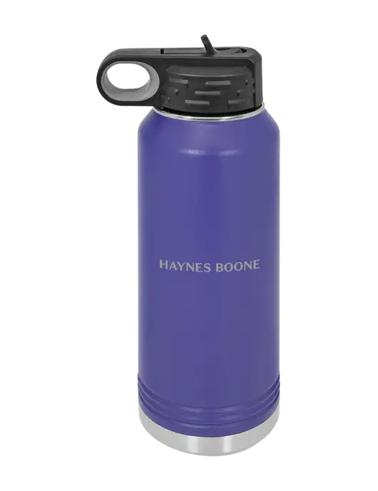 Polar Camel 32 oz Powder Coated Purple Vacuum Insulated Water Bottle w/Haynes & Boone Logo
