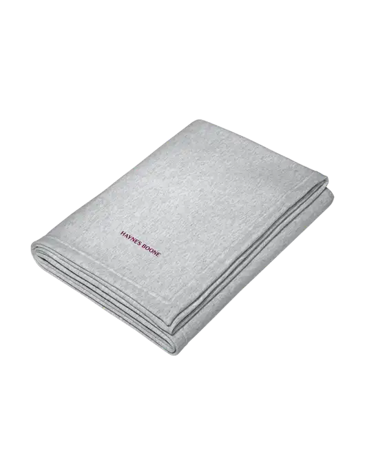 Core Light Grey Heather Fleece Sweatshirt Blanket w/Haynes & Boone Logo