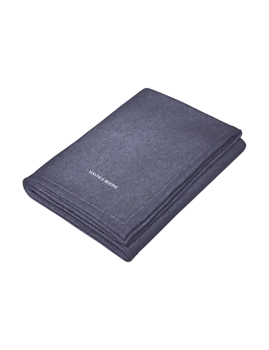 Core Heather Navy Fleece Sweatshirt Blanket w/Haynes & Boone Logo