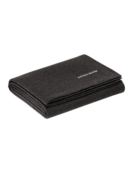 Recycled Charcoal Heather Blanket w/Haynes & Boone Logo