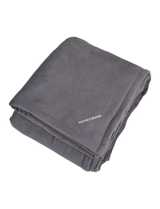 Mountain Lodge Hearth Grey Blanket  w/Haynes & Boone Logo
