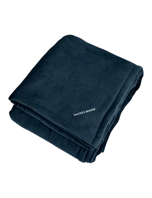 Mountain Lodge Navy Eclipse Blanket w/Haynes & Boone Logo