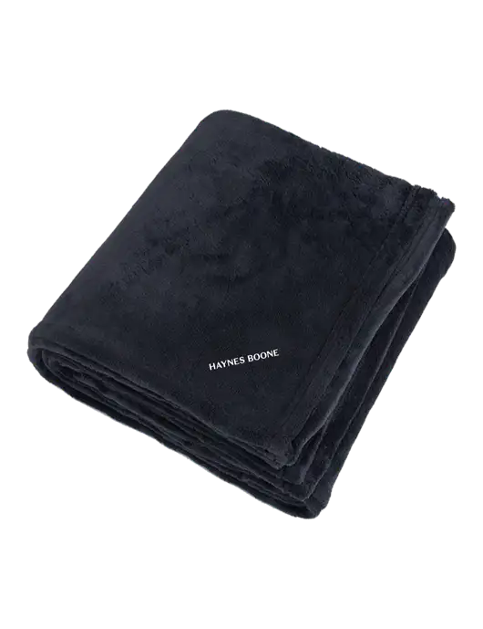 Oversized Deep Black Ultra Plush Blanket w/Haynes & Boone Logo