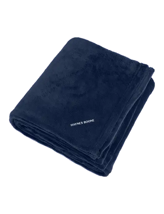 Oversized Deep Navy Ultra Plush Blanket w/Haynes & Boone Logo
