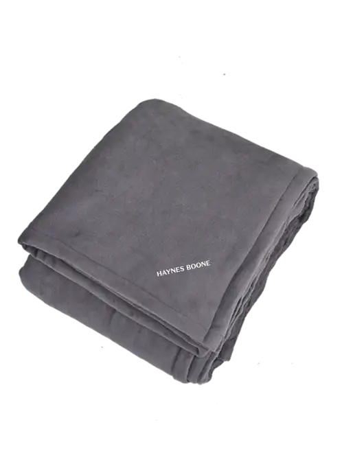 Oversized Graphite Ultra Plush Blanket Graphite w/Haynes & Boone Logo