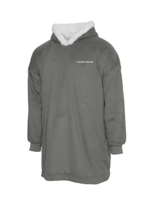 Wearable Lodge Medium Grey Blanket w/Haynes & Boone Logo