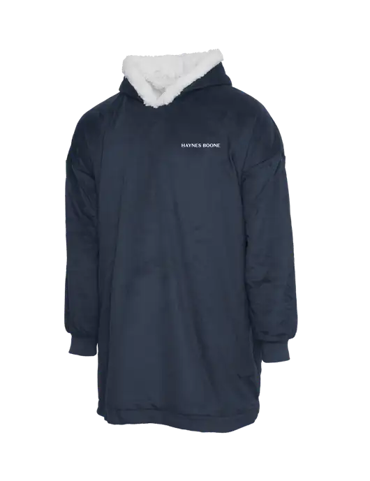 Wearable Lodge Navy Blanket w/Haynes & Boone Logo