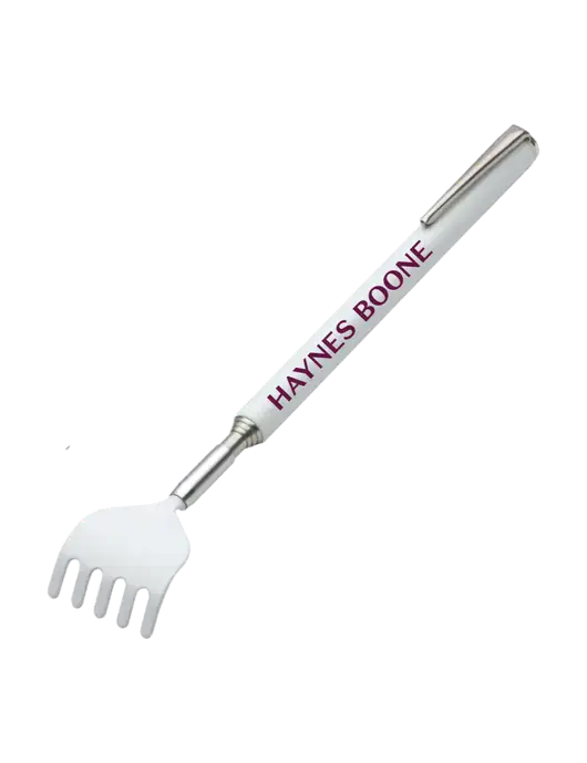 Telescopic White Back Scratcher w/Haynes & Boone Logo