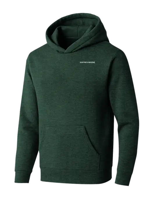 BELLA+CANVAS Heather Forest Sponge Fleece Pullover Hoodie w/Haynes & Boone Logo