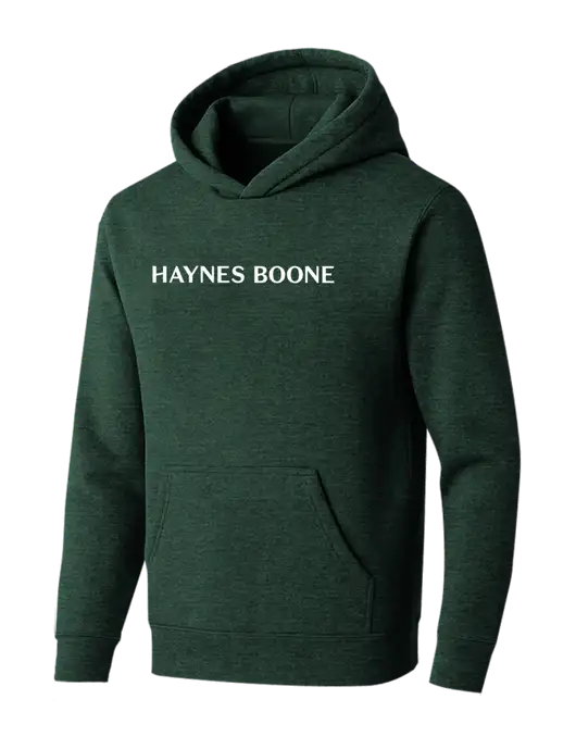 BELLA+CANVAS Heather Forest Sponge Fleece Pullover Hoodie w/Haynes & Boone Logo