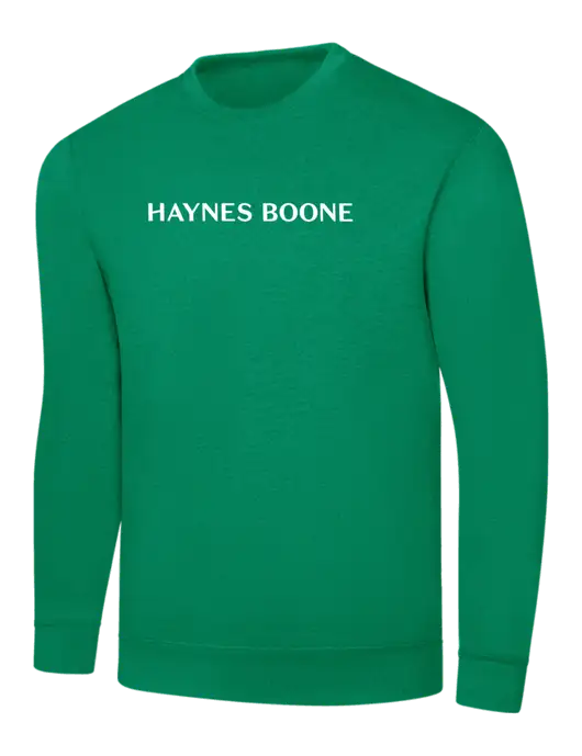 Kelly Green 7.8 oz Ring Spun Crew Sweatshirt w/Haynes & Boone Logo