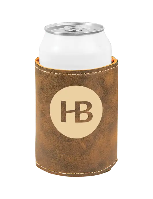 Rustic Leatherette Beverage Holder w/Monogram Logo