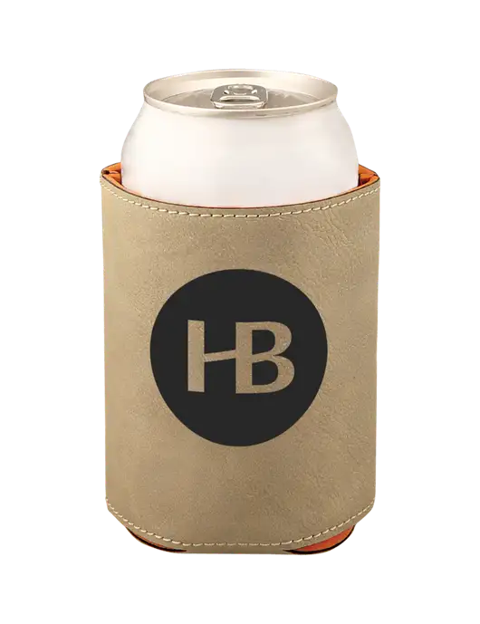 Tan Leatherette Beverage Holder w/Monogram Logo