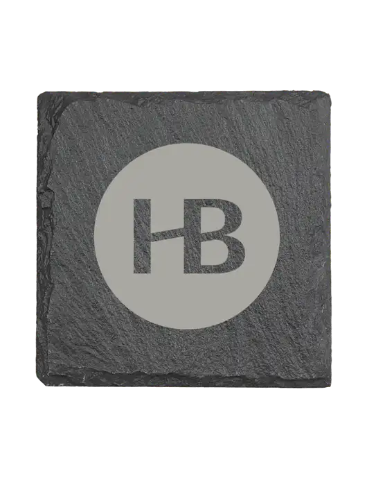Square Slate Coaster, 4 x 4 w/Monogram Logo