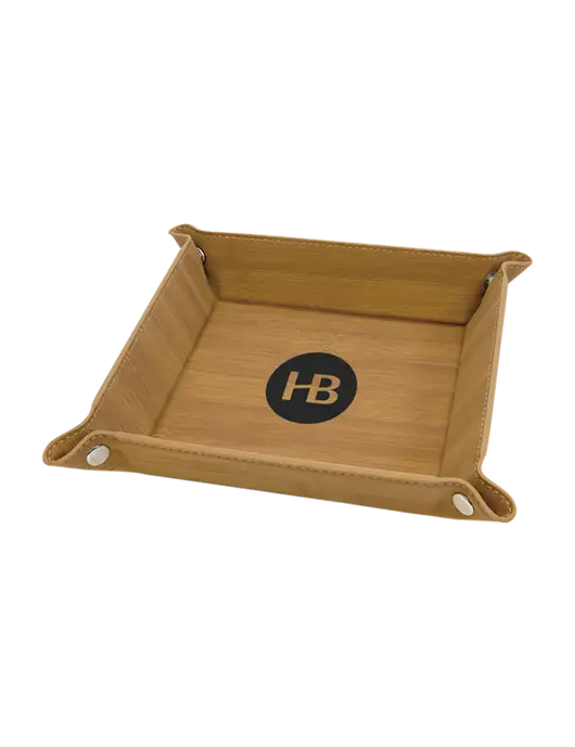 Bamboo Leatherette Valet Tray, 6 x 6 w/Monogram Logo