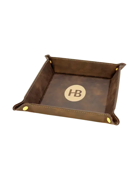 Rustic Leatherette Valet Tray, 6 x 6 w/Monogram Logo