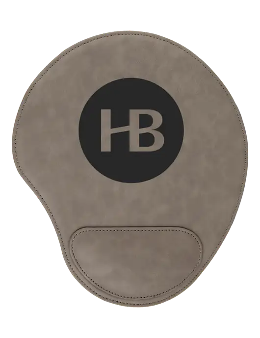 Gray Leatherette Mouse Pad w/Monogram Logo