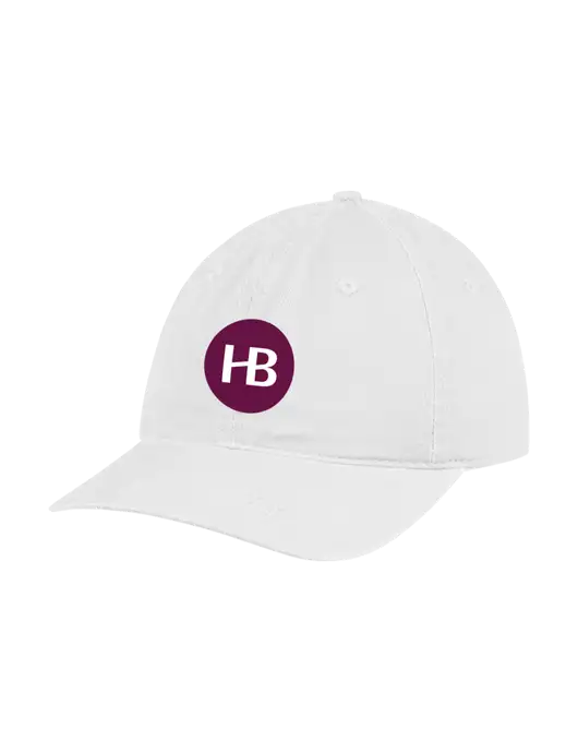 Garment Washed Unstructured Twill White Cap w/Monogram Logo