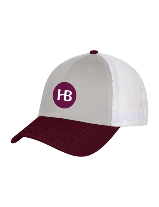 Maroon/Heather Grey/White Mesh Trucker Cap Snap Back w/Monogram Logo
