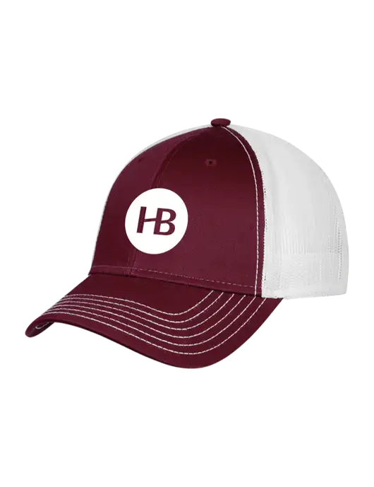 Maroon/Maroon/White Mesh Trucker Cap Snap Back w/Monogram Logo
