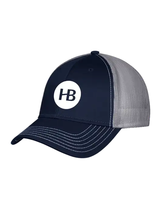 Navy & Grey Mesh Trucker Cap Snap Back w/Monogram Logo