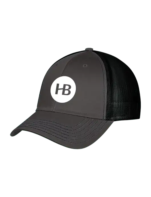 Charcoal & Black Mesh Trucker Cap Snap Back w/Monogram Logo
