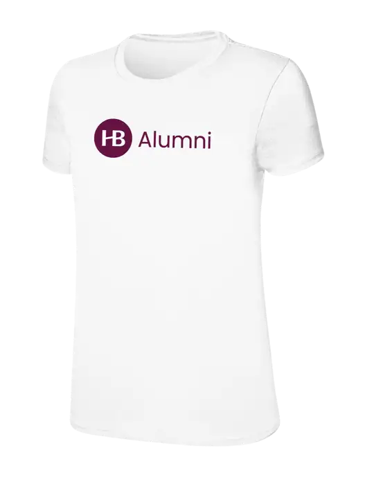 Womens Ring Spun White 4.5 oz T-Shirt w/Alumni Logo
