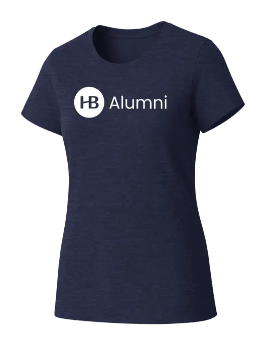 Womens Seriously Soft Heathered Navy T-Shirt w/Alumni Logo