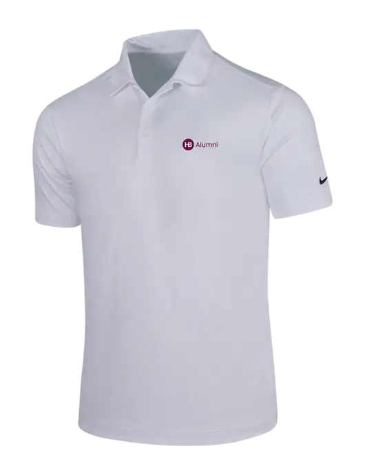 NIKE White Dri-Fit Vertical Mesh Polo w/Alumni Logo