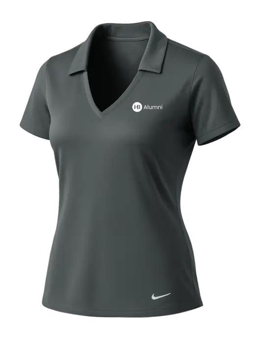 NIKE Dark Grey Womens Dri-Fit Vertical Mesh Polo w/Alumni Logo
