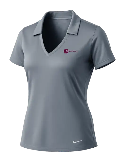 NIKE Medium Grey Womens Dri-Fit Vertical Mesh Polo w/Alumni Logo