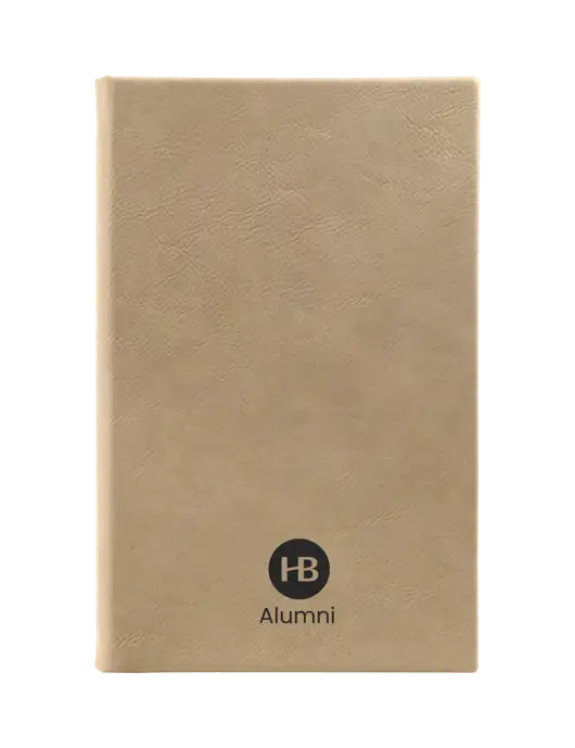 Tan Leatherette 5.25 x 8.25 Journal w/Alumni Logo