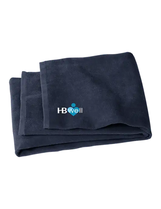 Navy Beach Towel w/Wellness Logo