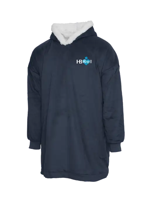 Wearable Lodge Navy Blanket w/Wellness Logo