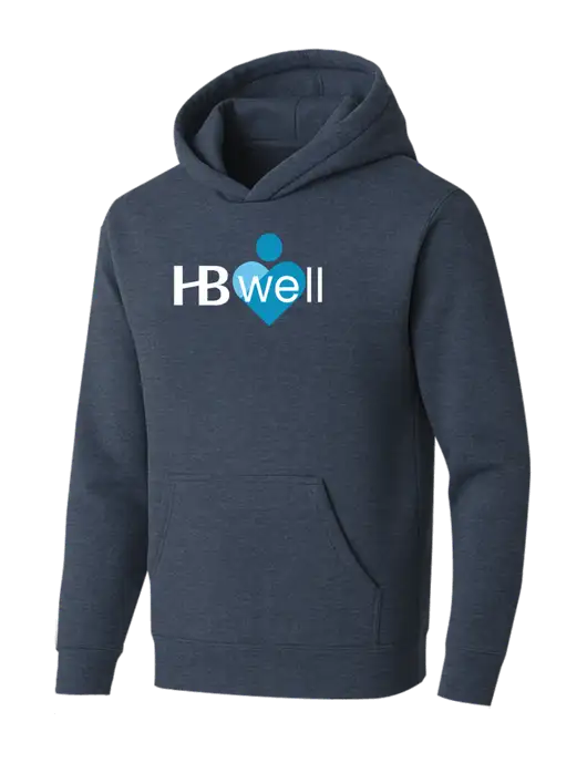 BELLA+CANVAS Heather Navy Sponge Fleece Pullover Hoodie w/Wellness Logo
