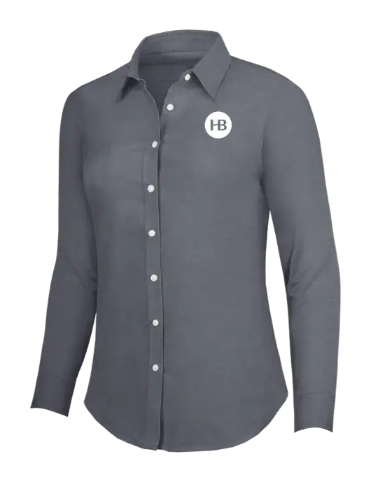 Dark Grey Womens SuperPro Oxford Shirt w/Monogram Logo