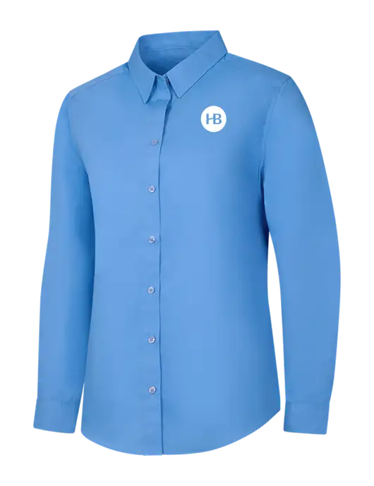 Womens Carolina Blue Long Sleeve Carefree Poplin Shirt w/Monogram Logo