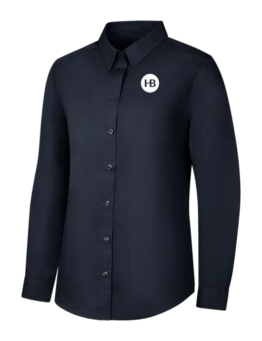 Womens River Blue Navy Long Sleeve Carefree Poplin Shirt w/Monogram Logo