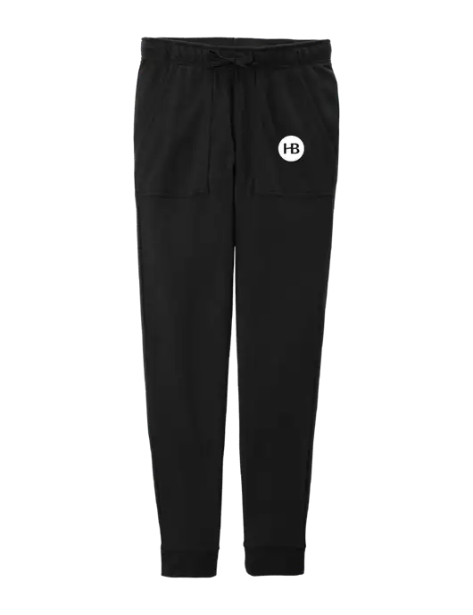 Womens Posicharge Tri-blend Wicking Black Triad Solid Fleece Jogger w/Monogram Logo