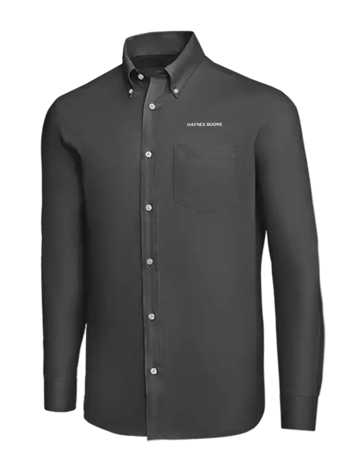 Brooks Brothers Dark Grey Wrinkle-Free Stretch Nailhead Shirt w/Haynes & Boone Logo