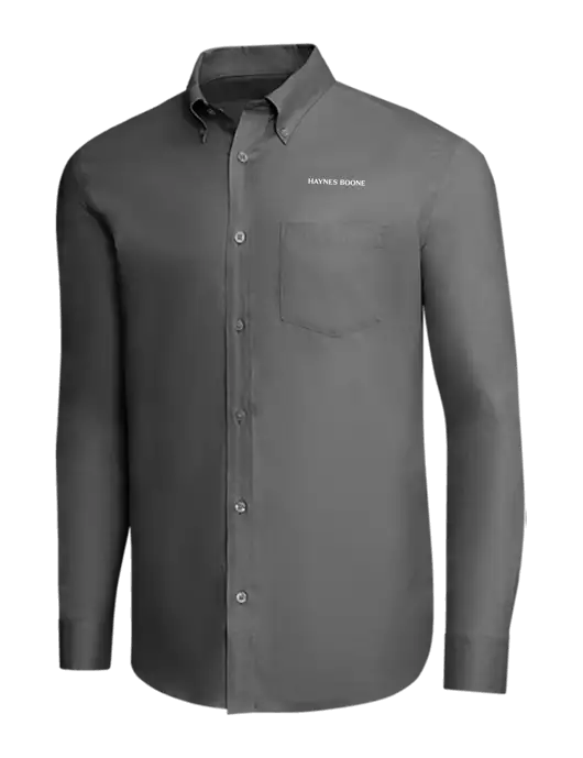 Brooks Brothers Dark Grey Wrinkle-Free Stretch Pinpoint Shirt w/Haynes & Boone Logo