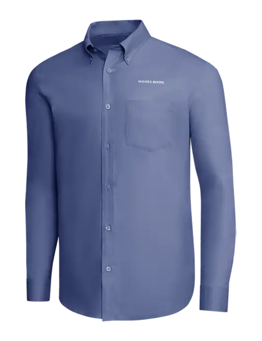 Brooks Brothers Light Navy Wrinkle-Free Stretch Pinpoint Shirt w/Haynes & Boone Logo
