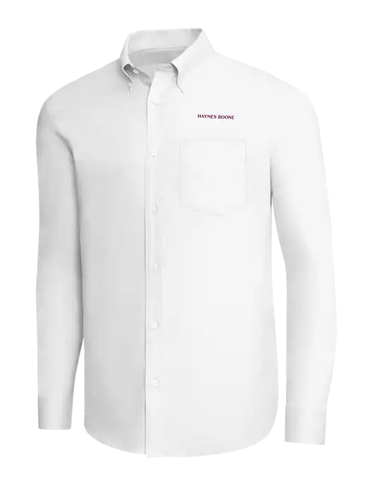 Brooks Brothers White Wrinkle-Free Stretch Pinpoint Shirt w/Haynes & Boone Logo